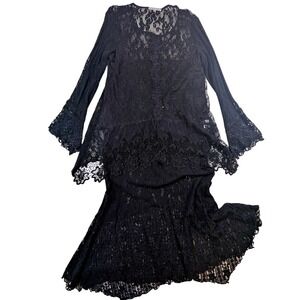 Spencer Alexis Lace Skirt Set – 12 Black Long Sleeve Midi Evening Style 54014